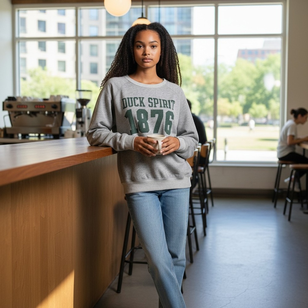 Victoria's Secret PINK Oregon Duck Spirit 1876 Sweatshirt Gray Green Medium